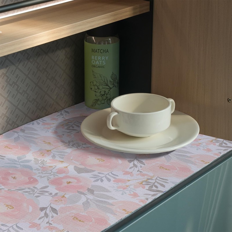 Amiitay Peony Shelf and Drawer Liner for Kitchen,Non-Adhesive and Strong