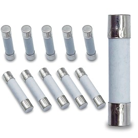 T15AH250V 0.24x1.18 Inch 15A 250V Ceramic Tube Slow-Blow Pack of 10 Ceramic Fuses 15 amp 250 Volt 6x30mm Time-delay Fuses