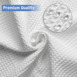 AmazerBath Waffle Weave Fabric Shower Curtain, Matt Polyester Shower Curtain Hotel Luxury Shower Curtain for Bathroom, Cloth White Shower Curtain Machine Washable 230GSM Heavy Duty, 72 x 72 Inches