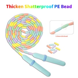 Beaded Jump Rope 2 Pack, ACEONE Segmented Skipping Rope for Kids Adults, Adjustable Tangle-Free Toddler Jumping Rope for Fitness Exercise Training (Green+Blue)