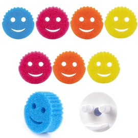 Scrub Dish Sponge Set Color Variety Pack (8 Sponges & 1 Sponge Holder), Scratch-Free Multipurpose Kitchen Sponge - Bpa Free & Made with Polymer Foam - Stain & Odor Resistant Dish Sponge