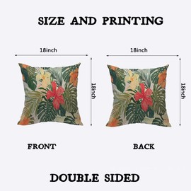 TKS MITLAN Hibiscus Flowers Pillow Cover 18x18 inch Summer Colorful Hawaiian Tropical Plants Palm Leaf Pillows Decorative Throw Pillows Farmhouse Decor for Home Cushion Case