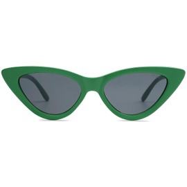 SOJOS Retro Vintage Narrow Cat Eye Sunglasses for Women Clout Goggles Plastic Frame SJ2044 (C20 Green Frame/Grey Lens)