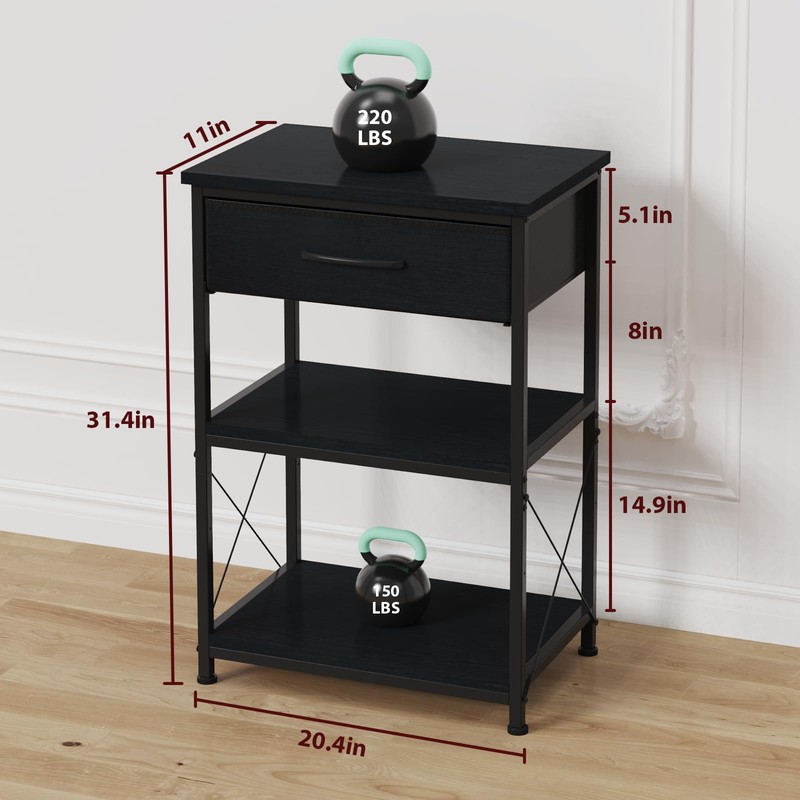 5-10 Gallon Fish Tank Stand with Adjustable Height and Drawer,