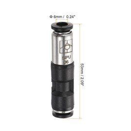 sourcing map Check Valve 6mm Inner Dia. Inline Air Tube Fitting Push to Connect Pneumatic Quick Connector for Vacuum Air Compressor Pump Black Pack of 2