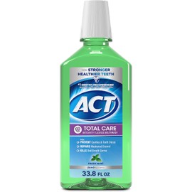 ACT Total Care Zero Alcohol Anticavity Fluoride Mouthwash, Fresh Mint, 33.8 Ounce
