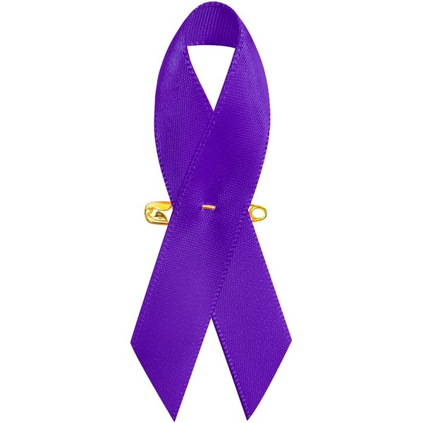 Curvier 200PCS Purple Satin Awareness Ribbons Lapel Pins with Safety