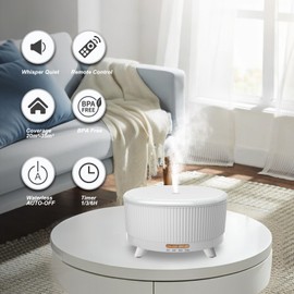 Diffusers for Essential Oils Large Room, 500ml Aromatherapy Diffuser Cool Mist Humidifier with Remote Control,7 Colors Lights & 3 Mist Mode Waterless Auto Off for Women Office Home W