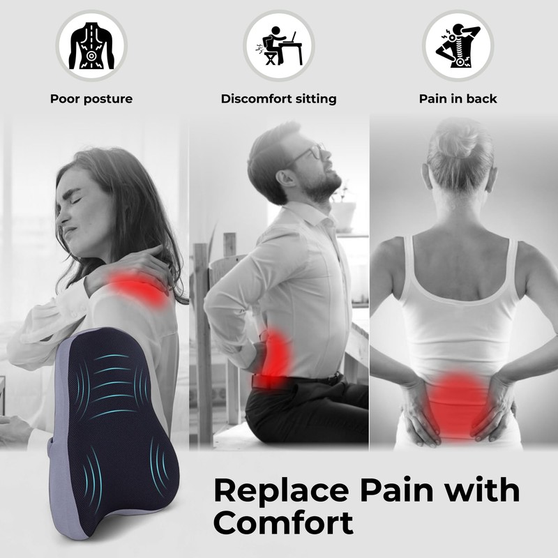 Comfortpad Britain Memory Foam Back Lumbar Support Cushion, for Office
