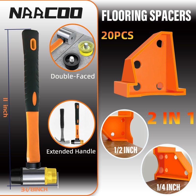 NAACOO Laminate/Vinyl Flooring Tools, Heavy Tapping Block, Heavy Pull Bar,