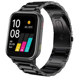 Compatible for UMIDIGI Uwatch 5 Band, Giaogor Quick Release Stainless Steel Metal Replacement Straps Compatible with UMIDIGI Smart Watches Uwatch 5 2021 (Black)