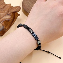 Tobestu WWJD HWLF Bracelet 6mm Black Onyx Beaded Adjusted Braided Rope Stainless Steel Tag What Would Jesus Do He Would Love First Bracelets Inspirational Religious Reminder Jewelry Y1451