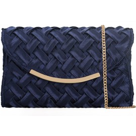 Venoline Satin Evening Bag Women Small Dressy Clutch Handbag Formal Purse for Wedding/Prom/Black tie Party Navy blue