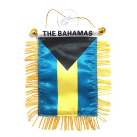 Bahamas flags for cars interiror accessories decal stickers small mini banners hanging rearview mirror accessory style design homes windows STICKS to Glass Quality Made mini Banners