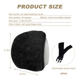 DXNQ 2PCS Car Seat Headrest Cover, Breathable Flexible Auto Head Rest Cover Winter Cozy Pad with Elastic Straps Buckle, Dustproof Headrest Protector Universal Fit to Car Truck SUV (Black, Plush)