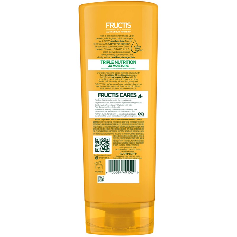 Garnier Fructis Triple Nutrition Conditioner, Dry to Very Dry Hair,