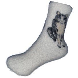 Vera Tucci LUXURY WOMEN'S COSY FLUFFY ANIMAL DESIGN SOCKS RMD2403-20-04 COL#5 WHITE CAT