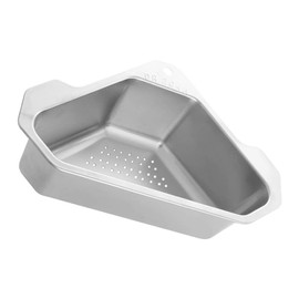 Stainless Steel Corner Sink Strainer Punch- Kitchen Sink Hanging Drain Rack Sponge Holder for Scrubbers Soap Bar Bathroom