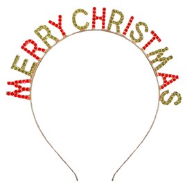 Merry Christmas Rhinestone Headband Xmas Crystal Hair Hoops Women Headpiece Hairband Hair Bands Headdress Cosplay Dress Up Masquerade Holiday Festival Carnival Birthday Party Accessories Supplies