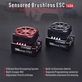 Surpass Hobby RC Brushless ESC 160A Waterproof Electronic Speed Controller with 5A 6V/7.2V BEC Used for 540 Sensored Size Brushless Motor(Red)