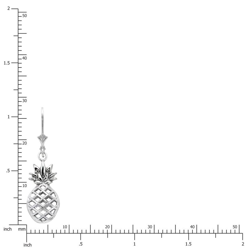 Sterling Silver Pineapple Leverback Earrings