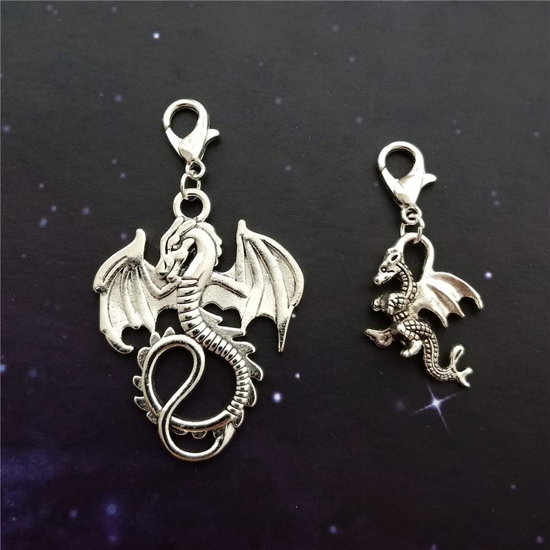 2pcs Dragon Clip on Charm, Gothic Flying Dragon Zipper Pull