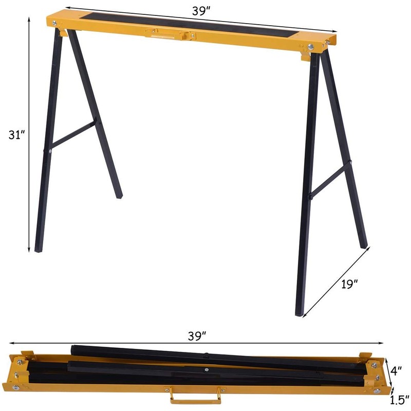 Casart 2PCS Sawhorse Pair, Portable Saw Horses with Folding Legs