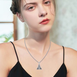 Egyptian Necklace 925 Sterling Silver Eye of Horus Necklace with Ankh Pyramid Pendant Amulet Egyptian Jewellery Gift for Men and Women