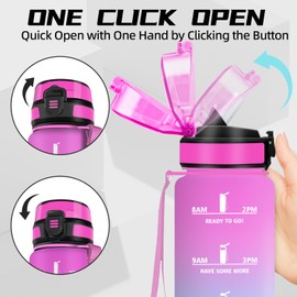 Trinkflasche, Trinkflasche 1l, Wasserflasche mit Strohhalm, Auslaufsicher, Wasserflasche Sport, Mit Sicherheitsverschluss, Flasche mit Zeitmarkierung, Flasche für Wandern, Sport, Camping, Reisen