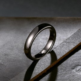 King Will Basic 4mm Men's Wedding Band Gunmetal Tungsten Carbide Ring for Men Women Domed High Polish Engagement Ring Comfort Fit Size 7