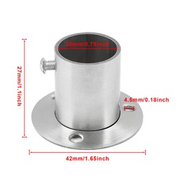 Moicstiy 4Pcs 3/4 Inch Dia Closet Rod Flange Holder Stainless Steel Pole Sockets Rod End Support Bracket with Screws for Wardrobe, Curtain (Silver, O Shaped)