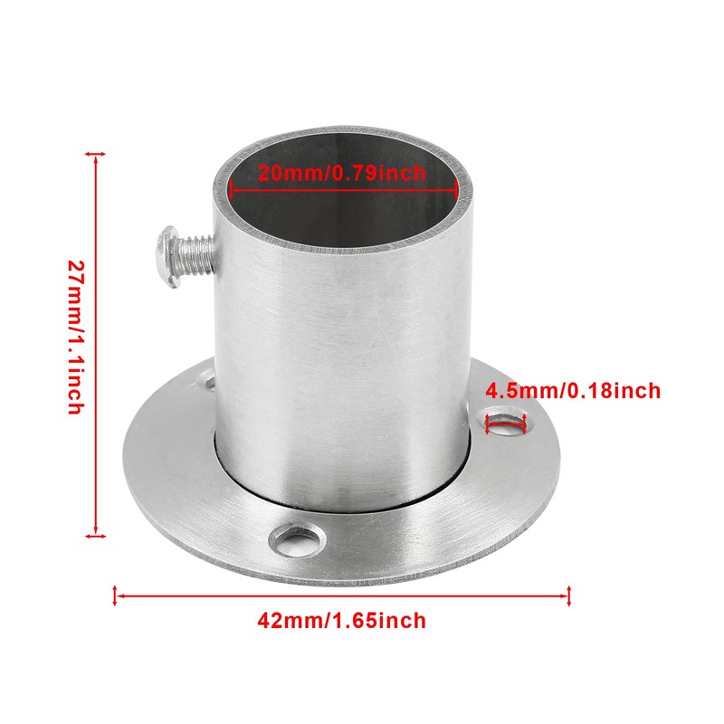 Moicstiy 4Pcs 3/4 Inch Dia Closet Rod Flange Holder Stainless