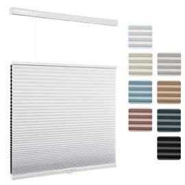 Changshade Custom Blackout Cordless Top Down Bottom Up Cellular Shades, Room Darkening Shade with The Diameter of 1.5 Inch Honeycombs for Office, Living Room, Bedroom, Thermal Insulated, White