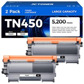 TN450 Black Toner Cartridge 2-Pack Replacement Compatible for Brother TN-450 TN420 TN-420 HL-2270DW HL-2280DW HL-2230 MFC-7360N MFC-7860DW DCP-7065DN Intellifax 2840 2940 MFC-7240 HL-2240D Printer Ink