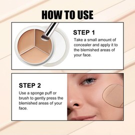 concealer (3 Colors),3-in-1 Full Coverage Color Correcting Cream for Dark Circles, Spots,Puffiness-High Coverage Eye Corrector for All Skin Tones,New model (comes with an extra small powder puff) born way Cosmetic Hyaluronic Makeup Foundation