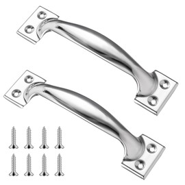 KALIONE 5.9" Garage Door Handle Gate Handle Door, Stainless Steel Handle Gate Screen Door Handle Shed Door Handle Fence Gate Handles for Wooden Fences Outdoor(2 Packs Silver)