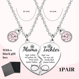 Mezrkuwr 2 Pieces Mother Daughter Heart Necklace Set, Stainless Steel Material Gifts for Mum, Mother's Day, Birthday, Christmas Gifts from Daughter, Motivational Gifts