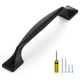 Ravinte 10 Pack Cabinet Handles Black Cabinet Pulls 3-3/4 Inch Kitchen Cabinet Handles Curved Drawer Handles for Kitchen Cupboard Arch Pulls Square Foot Dresser Pulls Come with Screwdriver