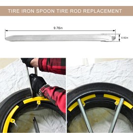 MUQIDA Tire Iron Spoon, 9.8 Inch Tire Lever Pry Bar for Installing & Removing Wheel, Heavy Duty Metal Tyre Spoon Tires Changing Tool for Motorcycle Scooter Bicycle Dirt Bike