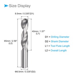 CoCud Solid Carbide Drill Bits, 8.5mm Diameter, YG6 (C2/K20) Tungsten Carbide Straight Shank Twist Drill Bits - (Applications: for Stainless Steel Alloy), 1-Piece