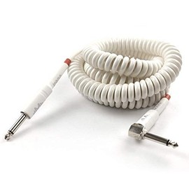 Premium Cable de Bobina de Guitarra de 20 Pies, Cable Rizado para Bajo de Guitarra, Conector de Ángulo Recto a Recto de 1/4 Pulgada, Blanco …