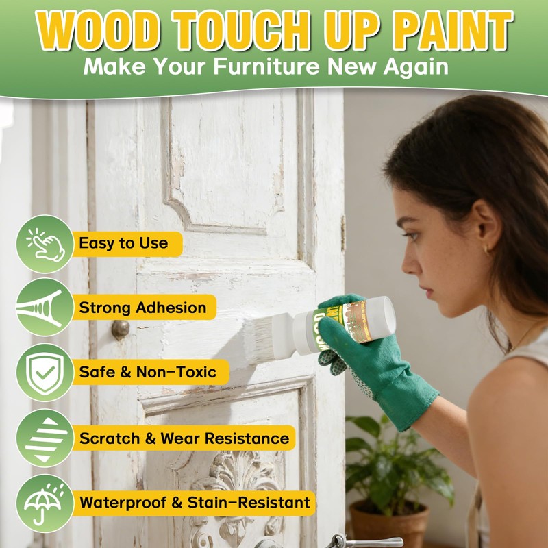 White Paint for Wood, 6.35 oz White Touch Up Paint