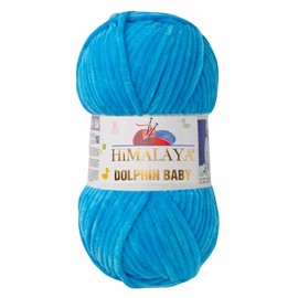 Himalaya Dolphin Baby Wool Yarn, Cotton Knitting Wool for Knitting, Crochet, Super Bulky Chenille Yarn, Wool Knitting Yarn, 100 g, 120 m Polyester Elomnia (80326 Blue)