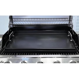 MixRBBQ 25" x 16" Nonstick Carbon Steel Griddle for Gas Grill – Heavy-Duty Flat Top Griddle Insert with Grease Tray, Universal Large Griddle Plate Outdoor BBQ Cooking Camping Parties & Tailgating