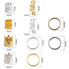 110PCS Hair Braid Accessories, Aitakl Aluminum Hair Rings, Adjustable Dreadlock Hair Beads Cuffs, Resuable Hair Coil Jewelry Rings for Braids Wedding Hair Decoration Hair Clip