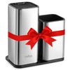 Knife Holder and Utensil Holder - Stainless-Steel Modern Rectangular Design