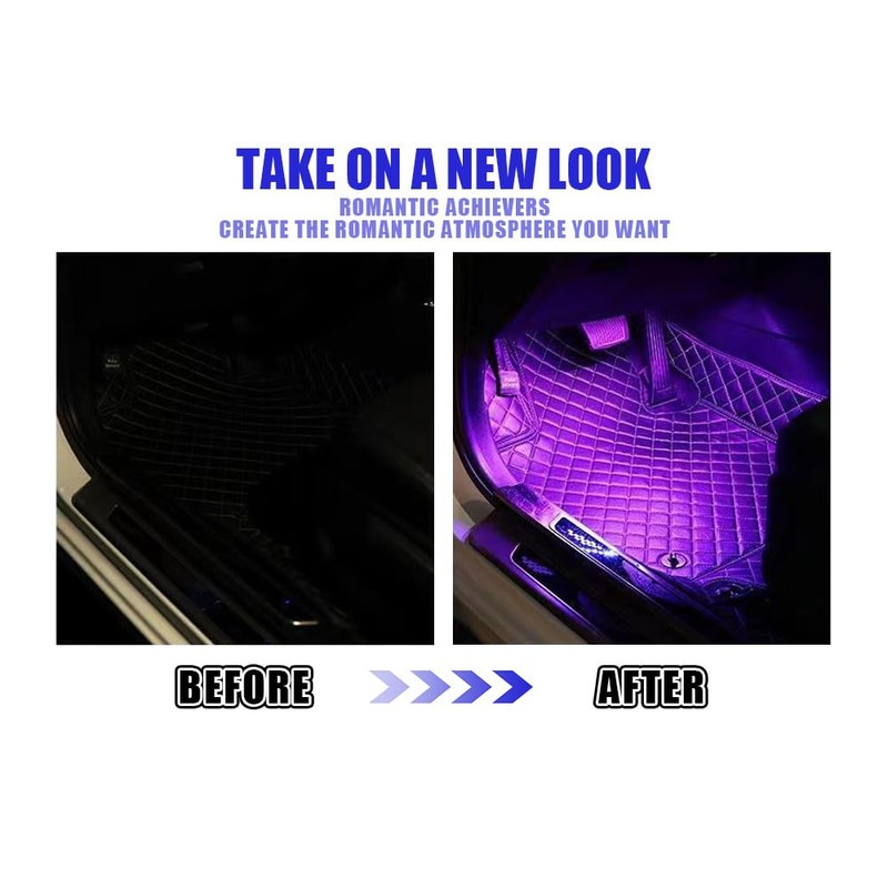 Ongfuwu Car Led Interior Lights, 48 LED Multi Color Strip
