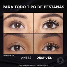 L'Oréal Paris Panorama Máscara de Pestañas Voluminizadora All Night Black Lavable, Ojos Hasta 1.4 veces Más Grandes Visiblemente Más Grandes, Mirada P