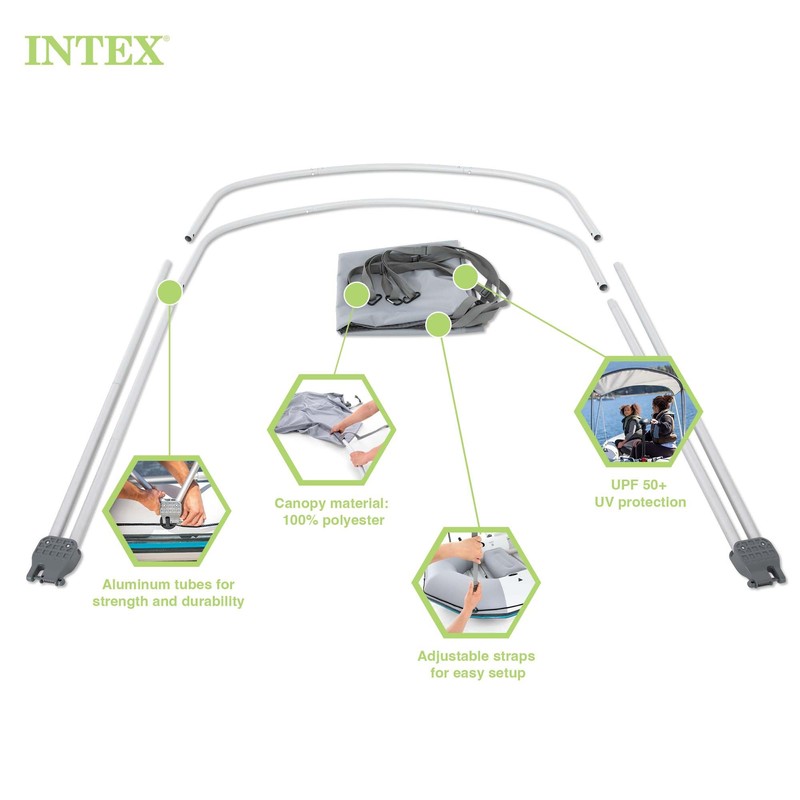 Intex Bimini Top Sun Shade Canopy Cover with Aluminum Frame