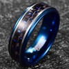CHALAIR Blue Carbon Fiber Ring 8mm Black Tungsten Wedding Bands